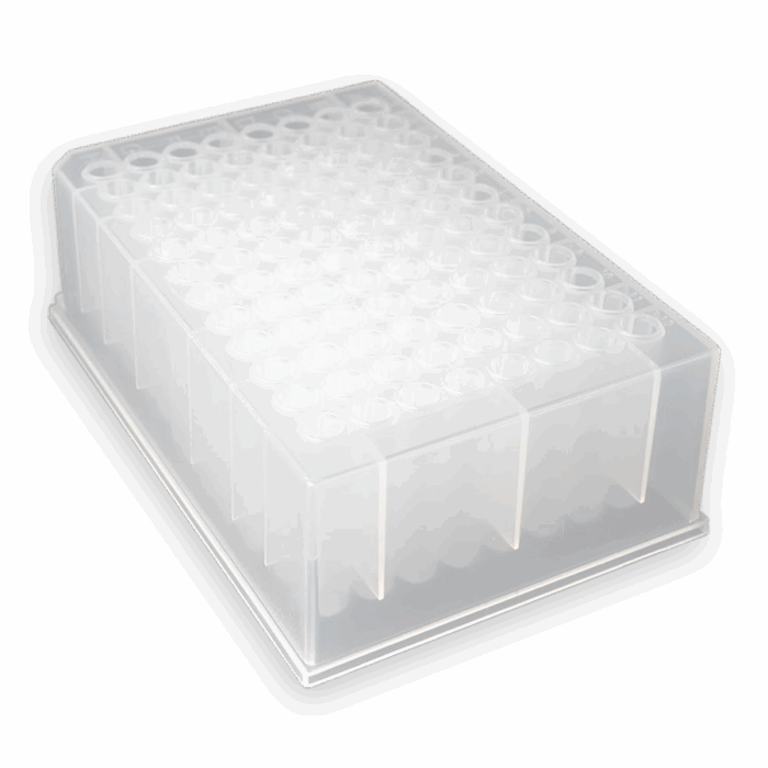 1.0ml 96 Well Plate. Round Well. U Bottom. Rimmed. Polypropylene Sterile