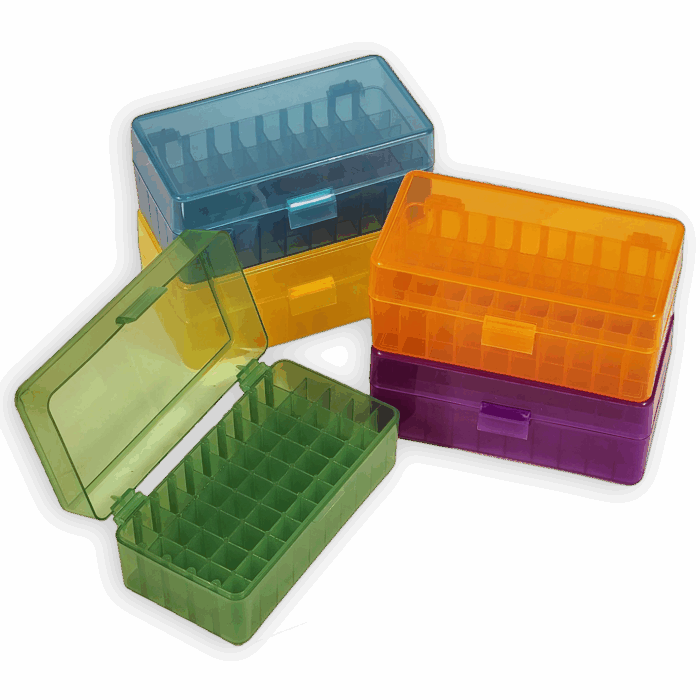 50 Place Freezer Box. (-90°)for 1.5-2ml Tubes. Polypropylene Hinge Lid Assorted colours