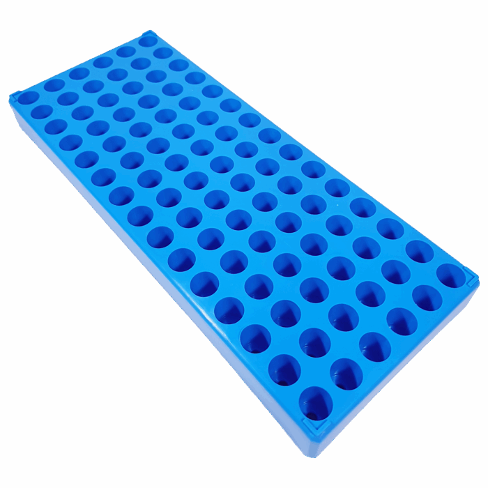 17mm Scintillation Vial Rack. For 8ml Vials. 90 Place. PP. Blue
