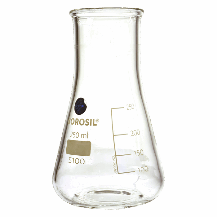 250ml Erlenmeyer Flask. Wide Mouth. Glass