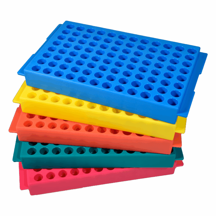 96 Place Reversible Racks for 0.5-2.0ml Tubes. Without Lid. Polypropylene