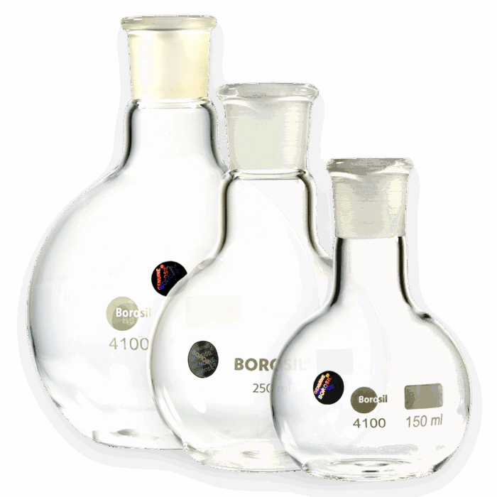 Boiling Flasks. Flat Bottom. Glass