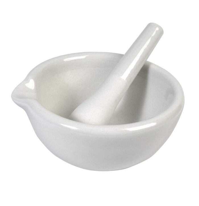 Mortars and Pestle. Glazed. Porcelain