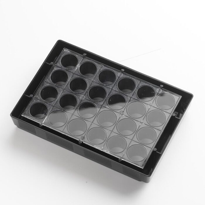 3.1ml 24 Well Plate with Lid. Glass Bottom. Black Sides. Individually wrapped. Sterile - Image 2