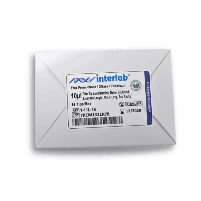10ul Filter Pipette Tips. 46mm Long. Low Retention. Biodegradable Eco Racked. Sterile - Image 2