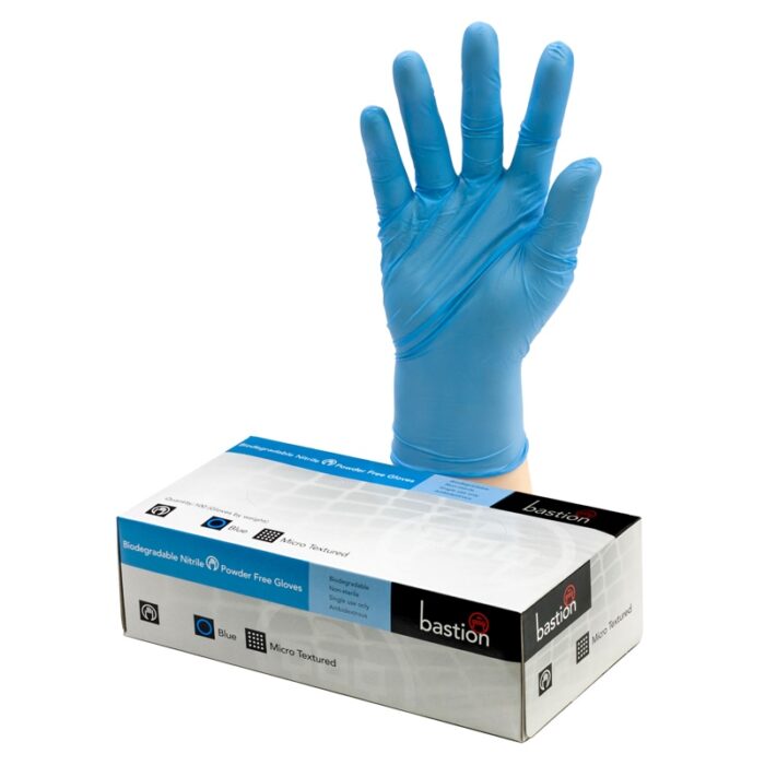 Bastion Nitrile Gloves. Powder-Free. BIODEGRADABLE