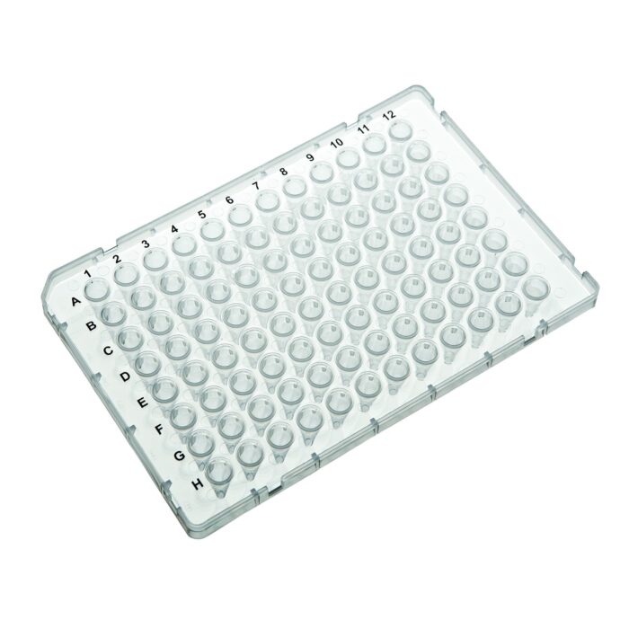 0.1ml 96 Well PCR Plate. Low Profile. Half Skirt. Natural