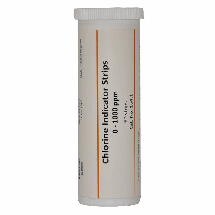 0-1000ppm (mg/L) Chlorine Indicator Strips. - CLEARANCE