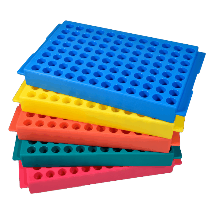 96 Place Reversible Racks for 0.5-2.0ml Tubes. Without Lid. Polypropylene