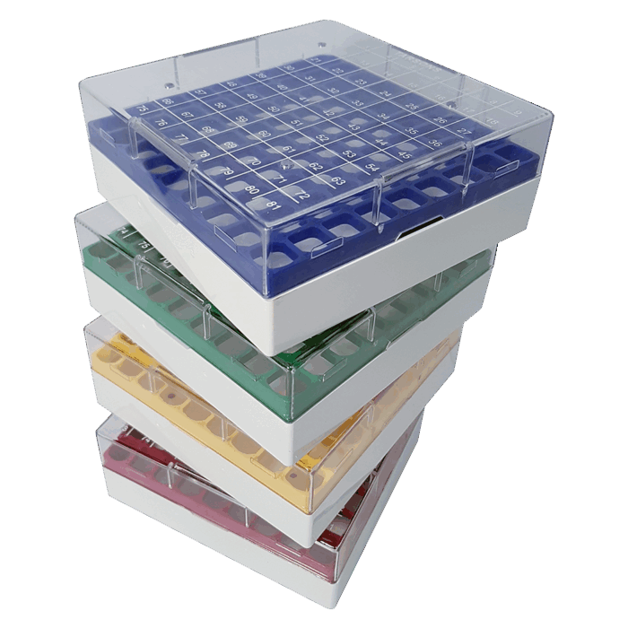 2 Inch Freezer Boxes (-190°c) for 0.5-2.0ml Tubes. 81 and 100 Places. Polycarbonate