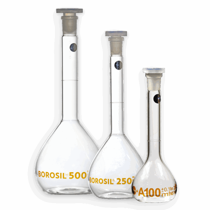 Volumetric Flasks. Clear Glass