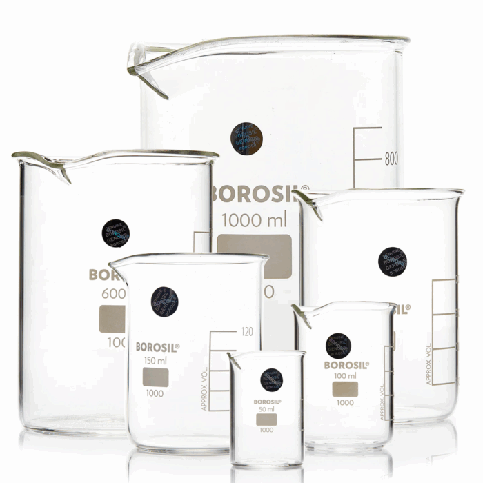 Beakers. Glass. Low Form