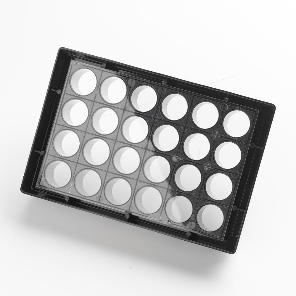 3.1ml 24 Well Plate with Lid. Glass Bottom. Black Sides. Individually wrapped. Sterile - Image 3